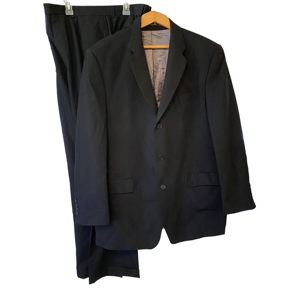Men’s Calvin Klein Black 2 Piece Suit 100% Wool Size 34/32 Pants